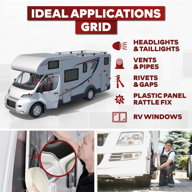 XFasten Butyl Sealing Tape, White, 1/8-In x 3/4-In x 30-Foot Plumbers Putty Tape, RV and Boat Sealant - Image 4